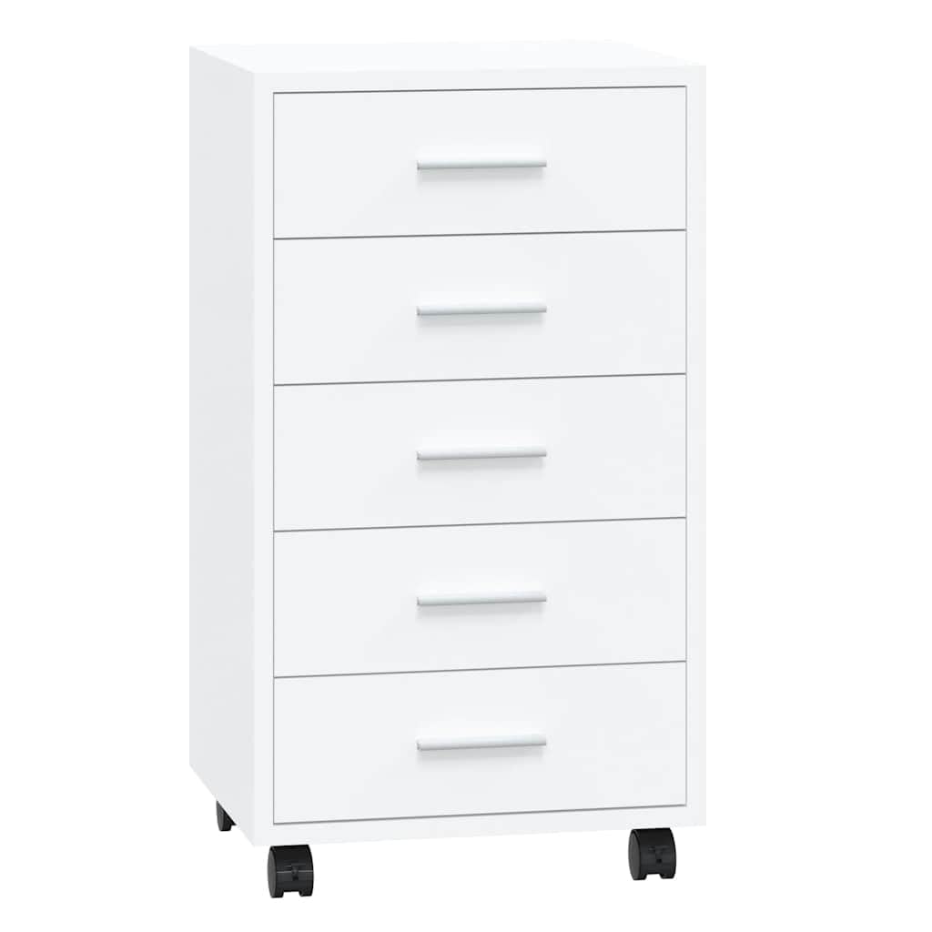 B&Q -  Drawer Cabinet With Castors High Gloss White Engineered Wood