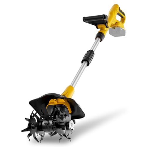 Paxwrenx Cordless Garden Tiller Cultivator Compatible with DeWalt 20V MAX Battery 360 RPM High Torque 9 Width x 7 Depth Lightweight Garden Soil Tool for Weeding Tool Only-Battery Not Included