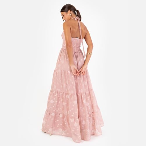 Robe longue fleurie dos nu pour silhouette ajustée sans serrer - 5