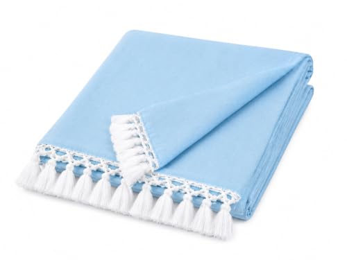 Image of Bhagalpuri Soft Dull Cotton Single Chadar | Single Thread Lightweight Odhne Wali Chadar | Top Sheet for Sleeping Summer (Blue)