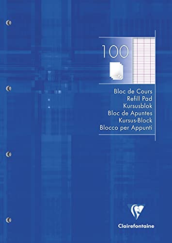 Clairefontaine 5819C Bloc de Cours Encollé Perforé Bleu Klein - A4 21x29,7 cm - 200 Pages Grands Carreaux - Papier Blanc 90 g - Couverture Carte Pelliculée
