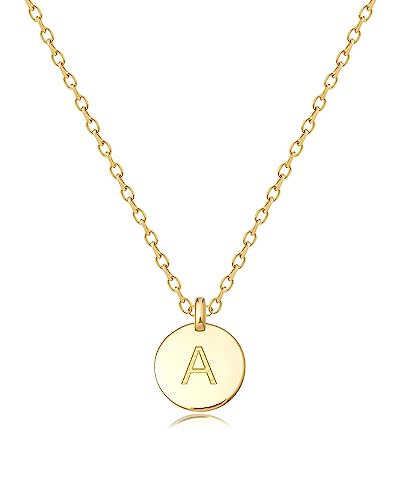 Unique Personalized Gifts for Her, Letter Double Side Engraved Disc Pendant Necklace, Initial Necklaces for Women Girls
