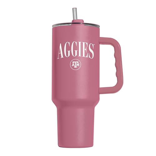 Image of Logo Brands NCAA Texas A&M Aggies Berry 40 oz Tumbler with Handle - Stylish Everyday Use Powder Coated-Stainless Steel with Straw- Keeps Cold For Hours