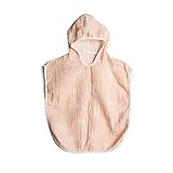 BEBELOP 100% Cotton Muslin Baby Bath Poncho - Soft & Absorbent Hooded Towel for Infants & Toddlers, Lightweight and Breathable,Baby Shower (White Rainbow)