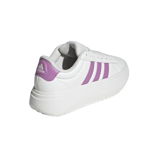 adidas Tênis feminino Grand Court Platform, Branco/roxo pré-amado/roxo pré-amado, 10.5