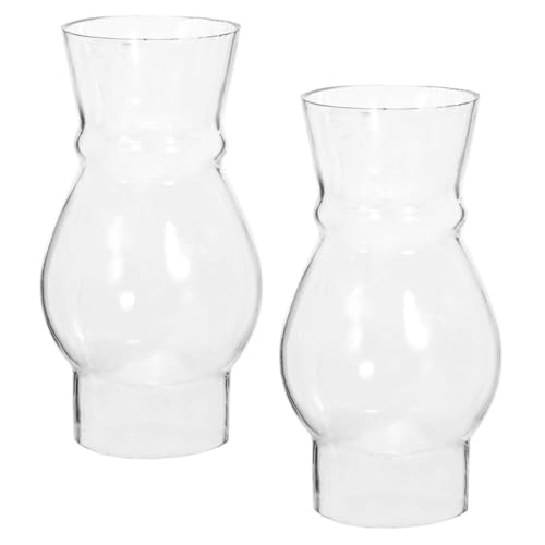 TOKIDNY 2 Stück Öllampe Glas Lampenschirm Transparent Ersatzglas Kerosinlampe Vintage Lampenabdeckung Retro Öllicht für Innenbereich Wohnzimmer...