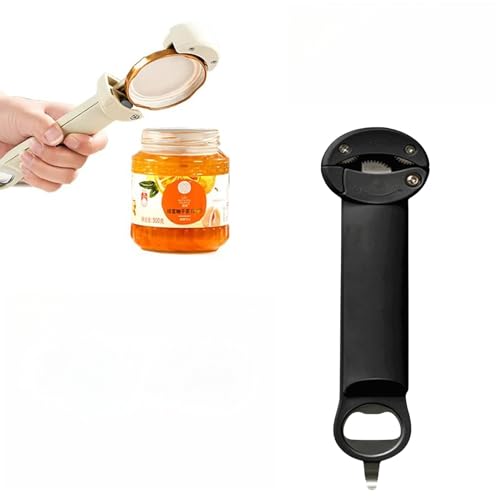 Seinohome Jar Opener,Seinohome Multifunctional Retractable Bottle Opener,Adjustable Multifunctional Stainless Steel Can Opener,Labor-Saving Bottle Opener with Stainless Steel Gear (Black)