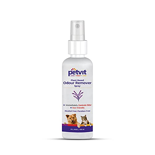 Petvit Odor Remover Spray with Lavender | Eliminate Bad Breath | Detangling Hair | Paraben Free & pH-Balance -for All Breed Dog & Cat – 100ml