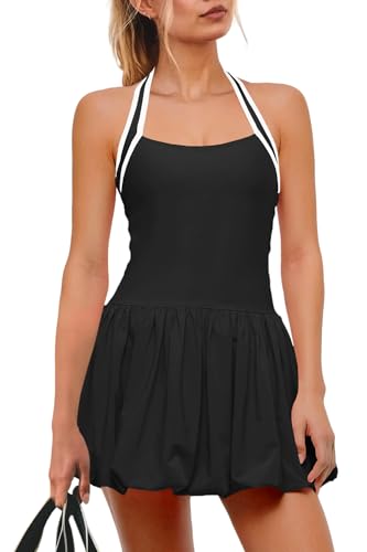 SENSERISE Womens Tennis Dress Built in Bra and Shorts Athletic Dress Golf Outfits Workout One Piece