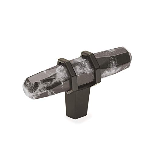 Image of Amerock 2-1 /2 inch Bar Carrione Marble Black /Black Bronze Cabinet Knob