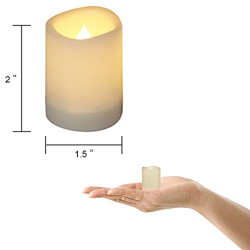 Image of GenSwin Waterproof Outdoor Flameless Candles Flickering with Timer, Battery Operated LED Pillar Votive Tealight Candles(Battery Include), Set of 12 Plastic Warm Light(White, 1.5 x 2 Inch)