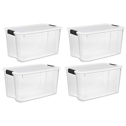 STERILITE 70-Quart Clear Storage Container Box Tote (4 Pack)