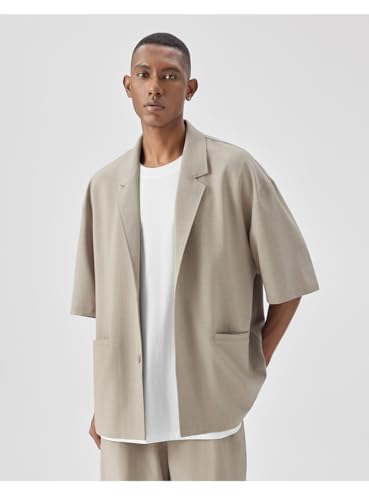 Men's Summer Suit Half Sleeves Jacket Tuxedo Pants Casual Daily Two Pieces Set3