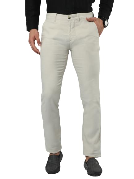 Clothes EncountersMen Linen Fog Solid Slim FIT Trouser