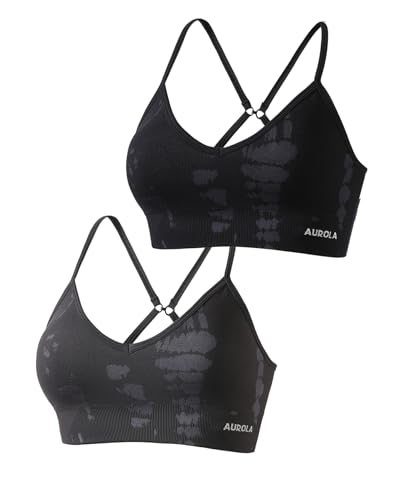 Image of AUROLA Serpent Seamless Sports Bras for Women,Backless Padded Strappy Workout Gym Yoga Crop Tops