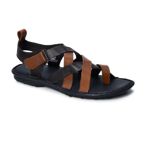 Image of MARDI GRAS Leather Sandals for Men | Casual Sandals with PU Sole & Foam Insole | Adjustable Straps, Breathable Leather Lining