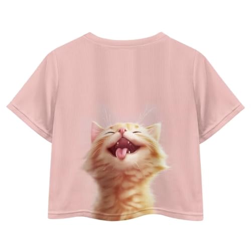 Image of Girl Crop Top Shirts for Summer Cute T Shirts Short Sleeve Tees for Kids 5-16