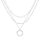 ZOERAY Collier pour Femme Argent Or Chaine con Pendentif Collier Plaqué Or 18K Multirang Empilés Colliers Ras de Cou Doré Réglables Serpent Chaîne Argent Femme Breloque Colier Fantaisie Bijoux
