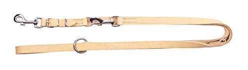 Dingo Soft Leather Dog Leash Adjustable 120-200 cm Handmade with a Swappable Clasp Natural 11129, 2.5 x 220 cm