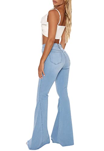 ZERMOM Women's Flare Jeans Mid Rise Bell Bottom Denim Pants4