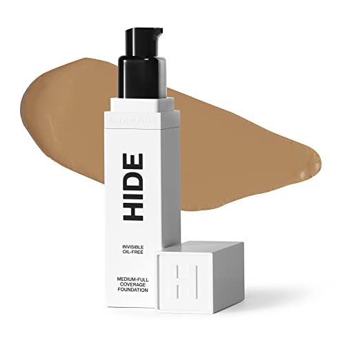 HIDE PREMIUM Liquid Foundation, SEE SHADE FINDER Below For Perfect Match, Multi-Use Waterproof Foundation, Medium/Full Coverage Foundation, Oil Free – We Have a Shade For All Skin Types, 1 fl. Oz. (Nude)