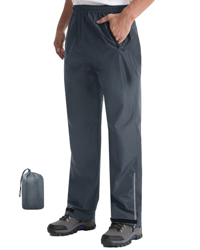 iCreek Men's Packable Rain Pants Waterproof Lightweight Over Pants Windproof Outdoor Pants for...