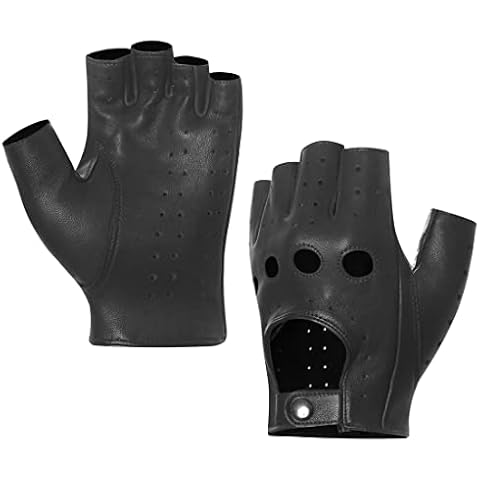 Harssidanzar Guantes de conducción de cuero sin dedos Cover