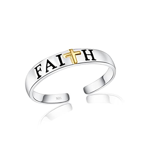 Hoops & Loops Sterling Silver Two Tone Faith Toe Ring #TOP2