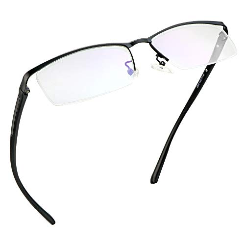 Flash Deals - 60% OFF LifeArt Alloy Semi-Rimless Reading Glasses,Blue Light Blocking Glasses, Anti Eyestrain, Computer Gaming Glasses, TV Glasses for Women, Anti Glare (Black, +0.00 Magnification)