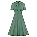 Wellwits Women's Keyhole Tie 1940s Vintage Cocktail Dress Light Green M