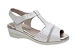  Sandalia Cierre Velcro con cuña de 4cm Anchas y cómodas (Beige, numeric_41)