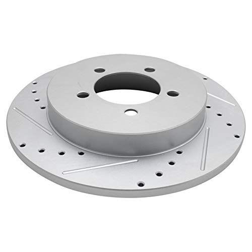 Image of TRQ Rear Brake Pad & Rotor Kit Ceramic Performance Premium G-Coated Slotted X Drilled Compatible with 2002-2005 Ford Explorer Mercury Mountaineer