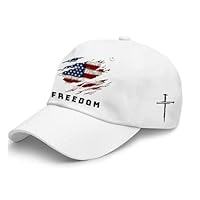 Freedom U.S. Flag Baseball Cap,Adjustable Retro Printed Hat, Patriotic American Flag Design, Unisex Vintage Style Cap (US, Alpha, One Size, White)