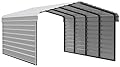 Arrow Carports Galvanized Steel Carport, with 2-Sided Enclosure, Compact Car Metal Carport Kit, 12' x 20' x 7', Eggshell