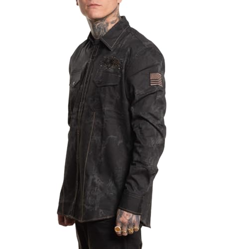 Affliction Men's Button Down Woven Cosmic Logic4