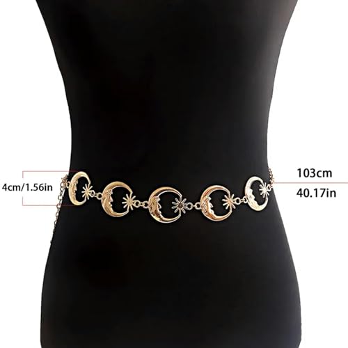 Fashion Moon Sun Metal Belts Women Vintage Waist Chain Pendant Waist Belts Dress Jeans Belts3