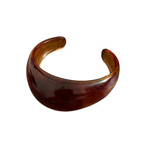 Image of 1Pc Resin Wide Round Bangle Bracelets Minimalist Jewelry for Women Geometric Bohemian Colorful Wrap Bracelet Elegant Round Acrylic Holiady Chunky Thick Bracelet