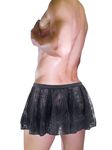 Men's Sexy Panties Sissy Knickers Briefs Stretch Low Waist Lace large Flat Skirt Hot Dress3