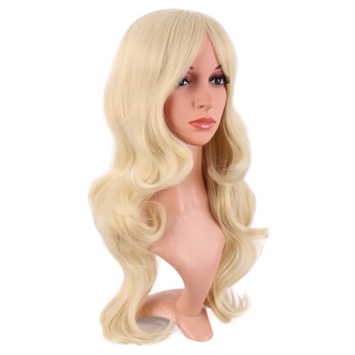 Image of MapofBeauty 24 Inch Long Wavy Side Bangs Anime Cosplay Wig, Mixed Blonde | 60 cm Synthetic Fiber Wig, Women, Charming, Party