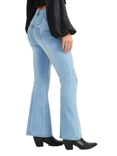 ALTAR'D STATE Women's Kayla Star Print Flare Jeans, High Waisted Light Wash Blue Denim, Size 284