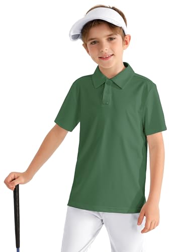 Image of MIVEI Kids' Performance School Uniform Polo Shirt Breathable UPF50+ | Youth Boys Girls Short Sleeve Golf Collared Shirts Grid Dry Fit Wrinkle Free Stretch Lightweight Cool Athletic Button Dress