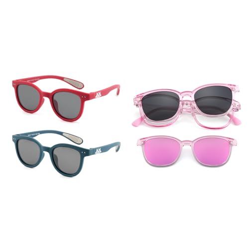 EYEBUDDY 2 Pack Kids Classic Sunglasses & 1 Pack Kids Clip-on Sunglasses