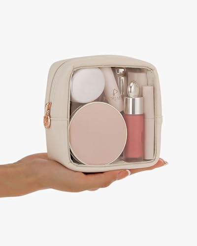 Pocmimut Mini Makeup Bag,Clear Makeup Bag Travel Toiletry Bag Pouch Purse Car Accessories Cute Stuff for Women,Travel Essentials Organizers,Beige2