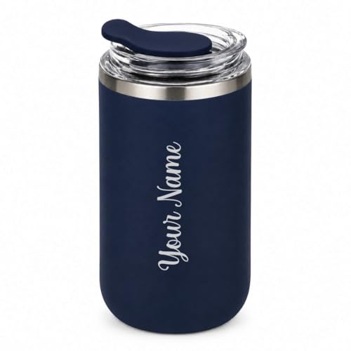 Image of Giftana Personalized Coffee Tumbler with Name, Customized Travel Mug with Lid, Coffee Mug for Men and Women, Birthday Gifts, Valentine's Day Gift, Corporate Gifts for Employee (Blue 350ml)