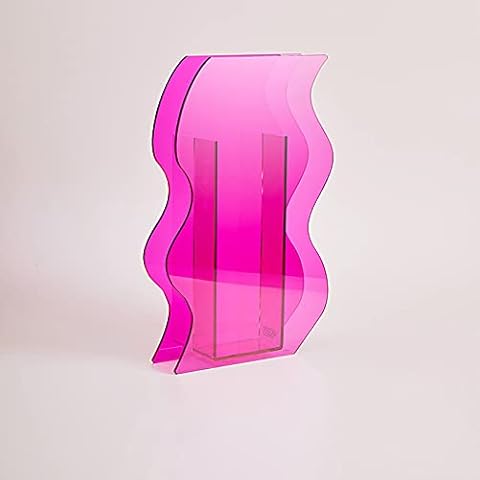 Poitemsic Rainbow Color Acrylic Art Vases Stem Bud Vases Minimalist Clear Vase for Home Desktop Decorations (Rose Red) Cover