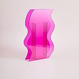 Poitemsic Rainbow Color Acrylic Art Vases Stem Bud Vases Minimalist Clear Vase for Home Desktop Decorations (Rose Red)