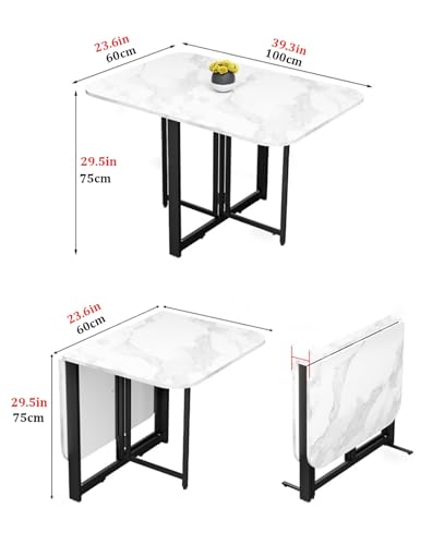 Folding Dining Table Set, Dining Room Table,Drop Leaf Extendable Versatile Table Space Saving,Kitchen, Dining Room Table (Black 4 stools) 3 Folding Dining Table Set, Dining Room Table,Drop Leaf Extendable Versatile Table Space Saving,Kitchen, Dining Room Table (Black 4 stools) - Image 3