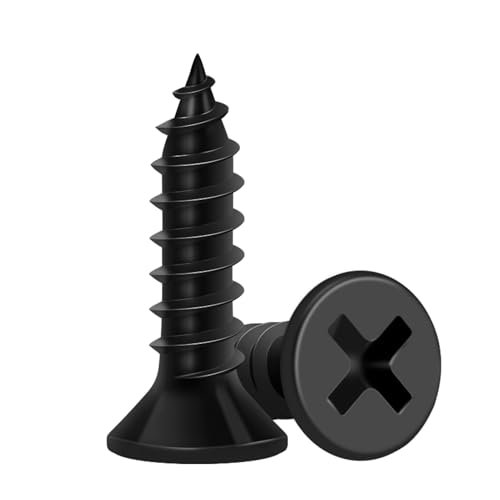 Image of Wood Screws 5 /8 Inch, 100 PCS FIXLINK Premium Flat Head Phillips Black Wood Screws, Self Tapping Electrophoresis Used in Indoor Furniture, Woodworking (#6 x 5 /8 inch)