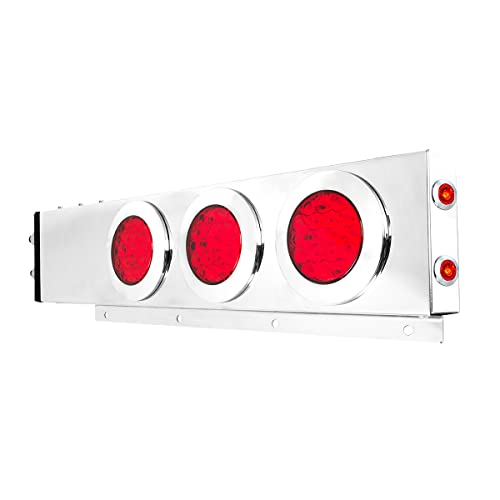 Image of GG Grand General 91022 Spring Loaded Stainless Steel Mud Flap Hanger with Red /Red LED Light, 2.5 Inches Bolt Spacing, Pair