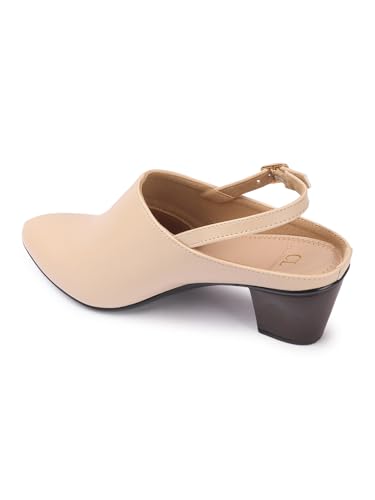 Image of Carlton London Women Comfortable Block Heel Round Toe Fashion Mule Shoes with Backstrap for Office, Casual and Formal Use